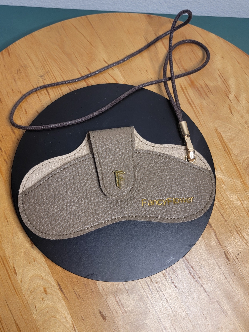 Fancy FLOWER Taupe Crossbody Eyewear Case Bag